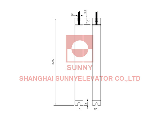 SN-SFT-340 Rideau lumineux pour ascenseur avec 40 paires de diodes pour une détection précise dans les ascenseurs